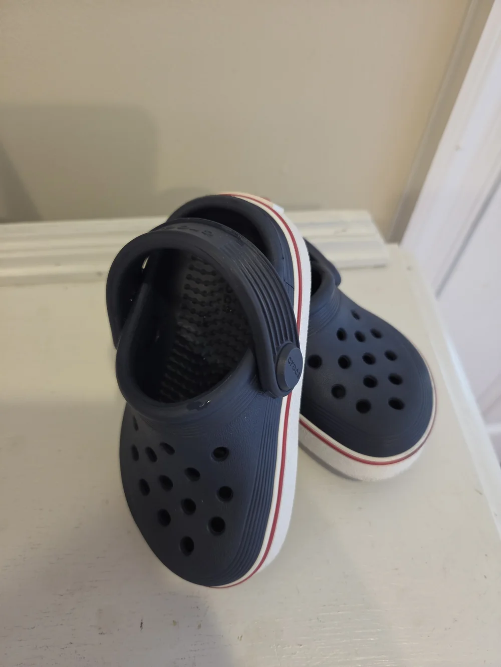 CROCS Kids Navy Clog with White & Red Trim